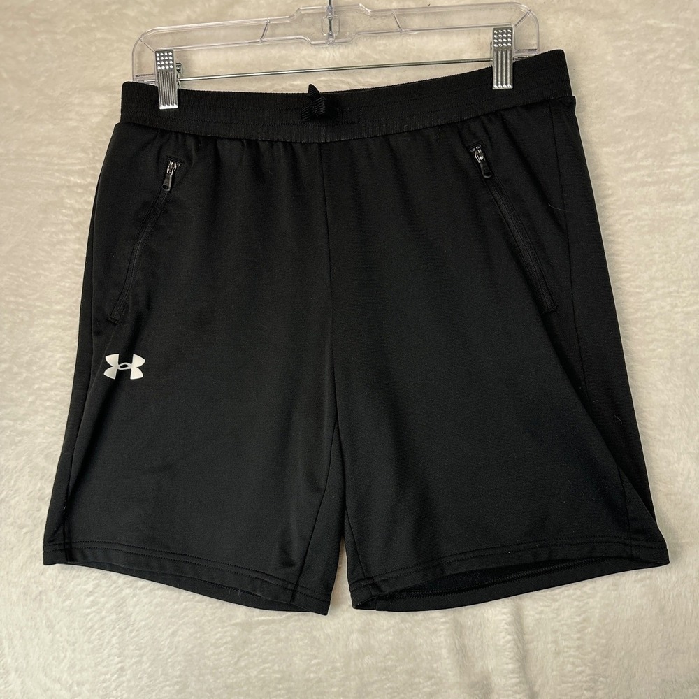 Under Armour Shorts Youth XL Black Zipper Pockets Loose Fit